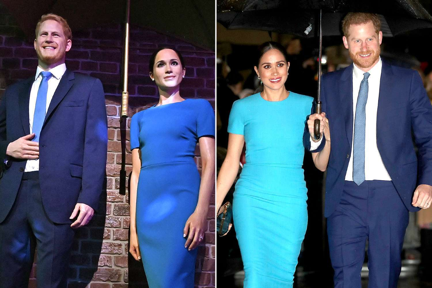 Harry and Meghan Head Back to the U.K. — Their Wax Doubles Beat Them to London